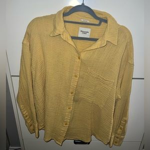 Abercrombie & Fitch Oversized Gauzy Shirt - Yellow - Size L